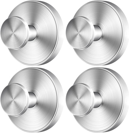 2026 Upgraded Drill-Free Suction Cup Hooks, Stainless Steel Suction Cup Hooks for Shower, Mirror, Wall, Bathroom, Glass, Hanging Towels - 4 Pack, Brushed Silver