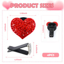 4PCS Heart-Shaped Car Vent Clips with Rhinestone,Bling Air Vent Clips Car Decorations,Premium Shiny Car Clips for Vents Accessories Interior (Red)