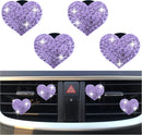 4PCS Heart-Shaped Car Vent Clips with Rhinestone,Bling Air Vent Clips Car Decorations,Premium Shiny Car Clips for Vents Accessories Interior (Purple)