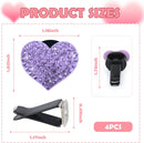 4PCS Heart-Shaped Car Vent Clips with Rhinestone,Bling Air Vent Clips Car Decorations,Premium Shiny Car Clips for Vents Accessories Interior (Purple)
