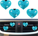 4PCS Heart-Shaped Car Vent Clips with Rhinestone,Bling Air Vent Clips Car Decorations,Premium Shiny Car Clips for Vents Accessories Interior (Lake Blue)