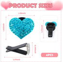 4PCS Heart-Shaped Car Vent Clips with Rhinestone,Bling Air Vent Clips Car Decorations,Premium Shiny Car Clips for Vents Accessories Interior (Lake Blue)
