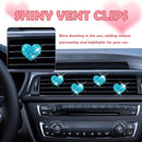 4PCS Heart-Shaped Car Vent Clips with Rhinestone,Bling Air Vent Clips Car Decorations,Premium Shiny Car Clips for Vents Accessories Interior (Lake Blue)
