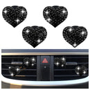 4PCS Heart-Shaped Car Vent Clips with Rhinestone,Bling Air Vent Clips Car Decorations,Premium Shiny Car Clips for Vents Accessories Interior (Black)
