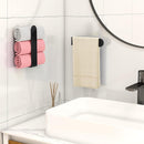 Hand Towel Holder, Self Adhesive Towel Racks for Bathroom Wall Mounted, 8 Inch Square Hand Towel Bar Stick on Wall for Kitchen Cabinet RV, Black (2 Pack)