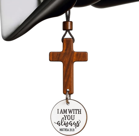 Daily Bible Verse Rearview Mirror Cross Ornament – Daily Scripture Car Pendant Cross with 