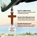 Daily Bible Verse Rearview Mirror Cross Ornament – Daily Scripture Car Pendant Cross with "I Am with You Always" Medallion (White)