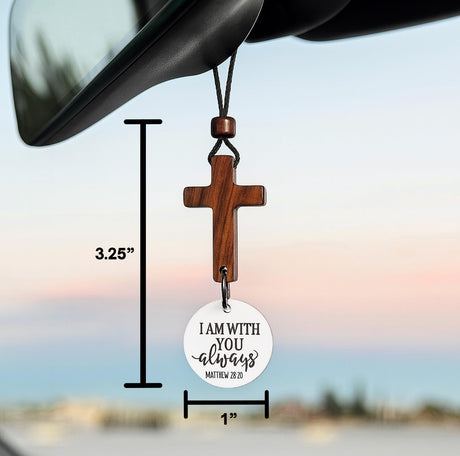 Daily Bible Verse Rearview Mirror Cross Ornament – Daily Scripture Car Pendant Cross with 