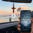 Daily Bible Verse Rearview Mirror Cross Ornament – Daily Scripture Car Pendant Cross with "I Am with You Always" Medallion (White)