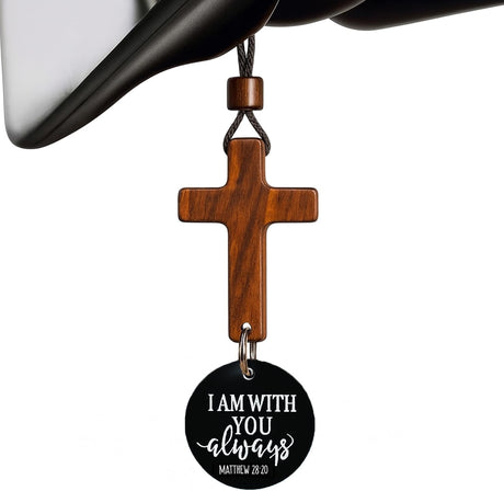 Daily Bible Verse Rearview Mirror Cross Ornament – Daily Scripture Car Hanging Cross with 