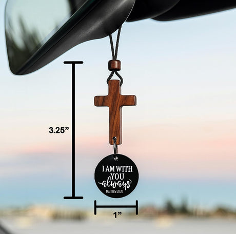 Daily Bible Verse Rearview Mirror Cross Ornament – Daily Scripture Car Hanging Cross with 