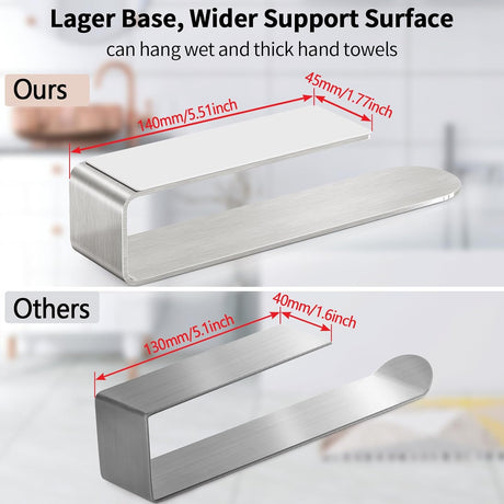 Adhesive Hand Towel Holder, 8 Inch Towel Holder for Bathroom Wall Mounted, Self Adhesive Square Stick on Towel Bar Wall for Kitchen Cabinet RV, (2 Pack)