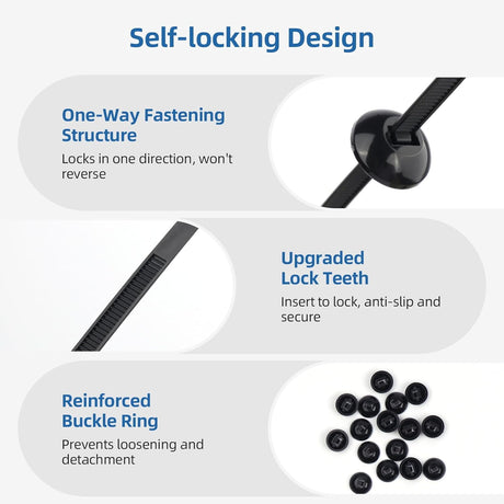 100 Pcs Nylon Universal Cable Buckle for Car - Self-Locking & Easy Installation Zipper Clamp Pin & Button Design - UV Resistant Zipper Tie Tie for Quick and Easy Car Everyday Repair
