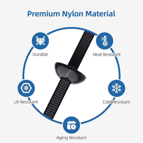 100 Pcs Nylon Universal Cable Buckle for Car - Self-Locking & Easy Installation Zipper Clamp Pin & Button Design - UV Resistant Zipper Tie Tie for Quick and Easy Car Everyday Repair