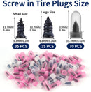 Screw On Tire Plug, 70 Tire Repair Screws, Tire Repair Rubber Nail Kit, Tire Screw Plug Repair Kit, Spin Tire Repair Plug for Car, Motorcycle, Truck, Tractor Tire Puncture Repair