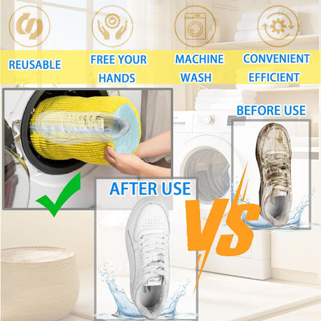 Shoe Washer Bag Laundry Shoe Bag for Washer & Dryer, Reusable 2 Pack Sneaker Cleaning Bag, 360° Deep Cleaning Machine for All Shoe Types with Self-Locking Zipper