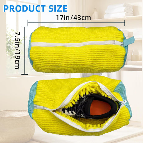 Shoe Washer Bag Laundry Shoe Bag for Washer & Dryer, Reusable 2 Pack Sneaker Cleaning Bag, 360° Deep Cleaning Machine for All Shoe Types with Self-Locking Zipper
