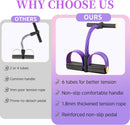 Pedal Resistance Bands with Handles, Upgrade 6-Tubes Manual Tension Training Pedal, Natural Rubber Foot Pedal Resistance Bands, Multifunction Fitness Bands for Abdomen, Waist, Arm, Leg（Purple）