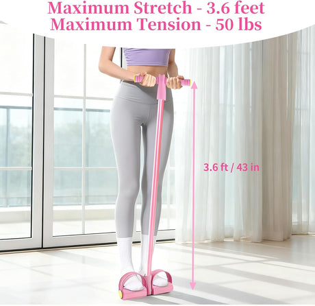 Pedal Resistance Bands with Handles, Upgrade 6-Tubes Manual Tension Training Pedal, Natural Rubber Foot Pedal Resistance Bands, Multifunction Fitness Bands for Abdomen, Waist, Arm, Leg
