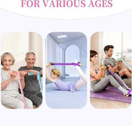 Pedal Resistance Bands with Handles, Upgrade 6-Tubes Manual Tension Training Pedal, Natural Rubber Foot Pedal Resistance Bands, Multifunction Fitness Bands for Abdomen, Waist, Arm, Leg