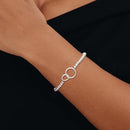 Women’s Silver Bracelet, Silver Elastic Beaded Bracelet, Handmade Ball Accent Bracelet, Elegant Silver Jewelry Gift.