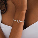Women’s Silver Bracelet, Silver Elastic Beaded Bracelet, Handmade Ball Accent Bracelet, Elegant Silver Jewelry Gift.