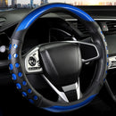 PU Leather Car Steering Wheel Cover with Non-Slip Grip, Suitable for Both Men and Women, Universal Fits 14.5-15 Inch Cars, Trucks, SUVs (Blue (Round), Medium (Standard) Size [14 1/2-15 Inches])