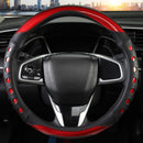 PU Leather Car Steering Wheel Cover with Non-Slip Grip, Suitable for Both Men and Women, Universal Fits 14.5-15 Inch Cars, Trucks, SUVs (Red (Round), Medium (Standard) Size [14 1/2-15 Inches])