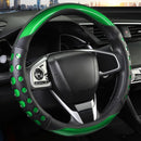 PU Leather Car Steering Wheel Sleeve with Non-Slip Grip, Suitable for Both Men and Women, Universal Fits 14.5-15 Inch Cars, Trucks, SUVs (Green (Round), Medium (Standard) Size [14 1/2-15 Inches]) )