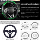 PU Leather Car Steering Wheel Sleeve with Non-Slip Grip, Suitable for Both Men and Women, Universal Fits 14.5-15 Inch Cars, Trucks, SUVs (Green (Round), Medium (Standard) Size [14 1/2-15 Inches]) )
