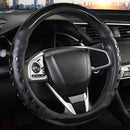 PU Leather Car Steering Wheel Cover with Non-Slip Grip, Suitable for Both Men and Women, Universal Fits 14.5-15 Inch Cars, Trucks, SUVs (Black (Round), Medium (Standard) Size [14 1/2-15 Inches]) )