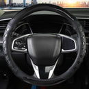PU Leather Car Steering Wheel Cover with Non-Slip Grip, Suitable for Both Men and Women, Universal Fits 14.5-15 Inch Cars, Trucks, SUVs (Black (Round), Medium (Standard) Size [14 1/2-15 Inches]) )