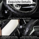 PU Leather Car Steering Wheel Cover with Non-Slip Grip, Suitable for Both Men and Women, Universal Fits 14.5-15 Inch Cars, Trucks, SUVs (Black (Round), Medium (Standard) Size [14 1/2-15 Inches]) )