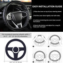 PU Leather Car Steering Wheel Cover with Non-Slip Grip, Suitable for Both Men and Women, Universal Fits 14.5-15 Inch Cars, Trucks, SUVs (Black (Round), Medium (Standard) Size [14 1/2-15 Inches]) )