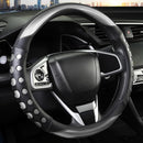 PU Leather Car Steering Wheel Cover with Non-Slip Grip, Suitable for Both Men and Women, Universal Fits 14.5-15 Inch Cars, Trucks, SUVs (Grey (Round), Medium (Standard) Size [14 1/2-15 Inches])