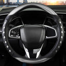PU Leather Car Steering Wheel Cover with Non-Slip Grip, Suitable for Both Men and Women, Universal Fits 14.5-15 Inch Cars, Trucks, SUVs (Grey (Round), Medium (Standard) Size [14 1/2-15 Inches])