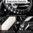 PU Leather Car Steering Wheel Cover with Non-Slip Grip, Suitable for Both Men and Women, Universal Fits 14.5-15 Inch Cars, Trucks, SUVs (Grey (Round), Medium (Standard) Size [14 1/2-15 Inches])