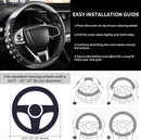 PU Leather Car Steering Wheel Cover with Non-Slip Grip, Suitable for Both Men and Women, Universal Fits 14.5-15 Inch Cars, Trucks, SUVs (Grey (Round), Medium (Standard) Size [14 1/2-15 Inches])