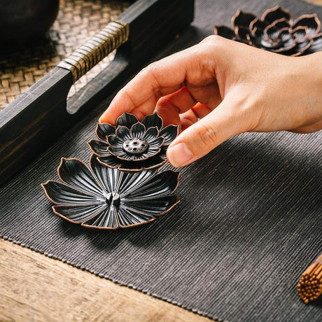 3 Pack Brass Lotus Incense Holder, Incense Sticks Burner, Incense Ash Catcher