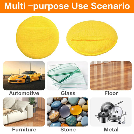 Microfiber Wax Applicator Pads, Car Wax Applicator with Finger Pocket, Buffing & Detail Polishing Foam Pads for Car Cleaning and Fine Polishing (5 inch, 6 Pack) (Yellow)
