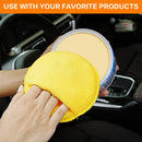 Microfiber Wax Applicator Pads, Car Wax Applicator with Finger Pocket, Buffing & Detail Polishing Foam Pads for Car Cleaning and Fine Polishing (5 inch, 6 Pack) (Yellow)