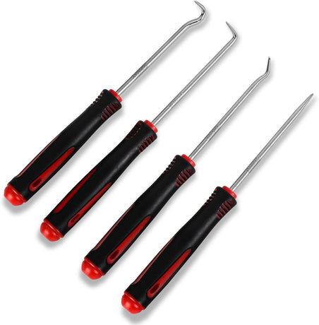 4-Piece Hook & Paddle Set, Precision Auto Paddle Tool & O-Ring Paddle Set with Comfortable Grip & Anti-Slip Shaft for Oil Seal, Gasket Removal, Electronic Repair