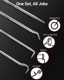 4-Piece Hook & Paddle Set, Precision Auto Paddle Tool & O-Ring Paddle Set with Comfortable Grip & Anti-Slip Shaft for Oil Seal, Gasket Removal, Electronic Repair