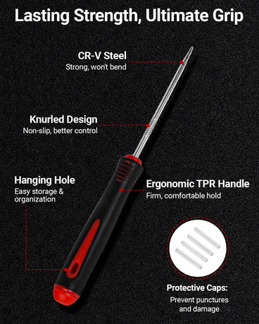 4-Piece Hook & Paddle Set, Precision Auto Paddle Tool & O-Ring Paddle Set with Comfortable Grip & Anti-Slip Shaft for Oil Seal, Gasket Removal, Electronic Repair