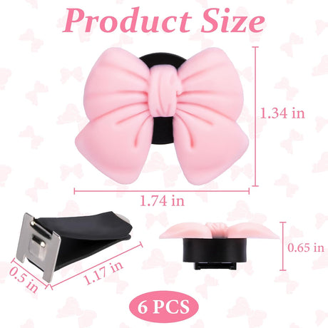 6pcs Pink Bow Car Vent Clamp, Cute Air Freshener Clamp, Pink Bow Auto Accessories, Coquette Air Air Conditioning Vent Decoration, Indoor Girl Car Accessories for Women Car Truck Suv
