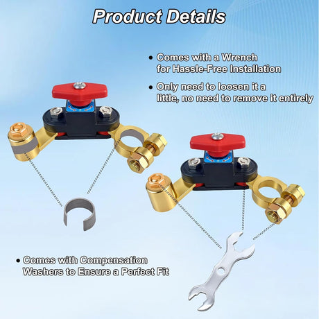 Car Battery Power Cut-off Switch Circuit Breaker, Adjustable Pure Copper Stable Transmission High Conductivity 12v-24v Disconnect Switch Smart Car Truck Boat RV Supplies