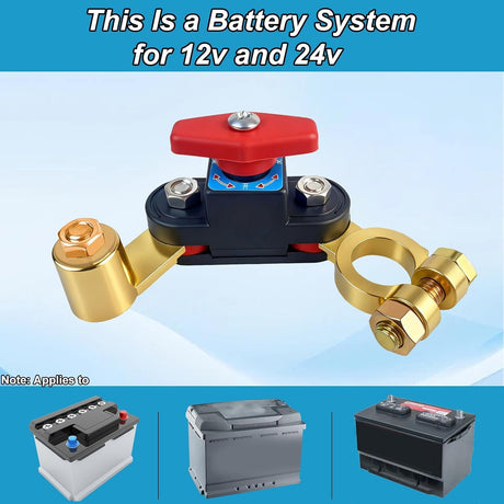 Car Battery Power Cut-off Switch Circuit Breaker, Adjustable Pure Copper Stable Transmission High Conductivity 12v-24v Disconnect Switch Smart Car Truck Boat RV Supplies