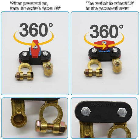 Car Battery Power Cut-off Switch Circuit Breaker, Adjustable Pure Copper Stable Transmission High Conductivity 12v-24v Disconnect Switch Smart Car Truck Boat RV Supplies