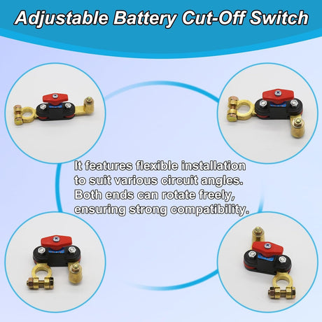 Car Battery Power Cut-off Switch Circuit Breaker, Adjustable Pure Copper Stable Transmission High Conductivity 12v-24v Disconnect Switch Smart Car Truck Boat RV Supplies
