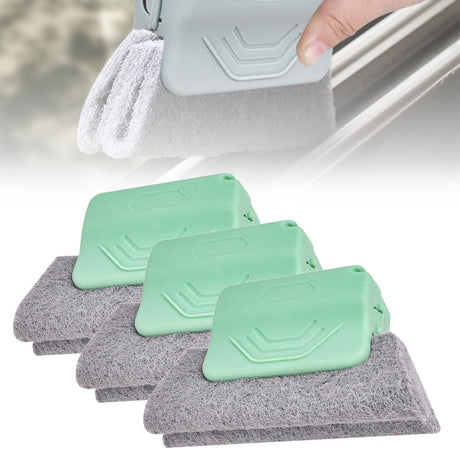 Magic Window Track Cleaner, 2026 Upgraded Handheld Cleaning Brush Set for Window Sliding Slots, Tile Grout Lines, Shutter Slats, Car AC Vents, and Narrow Clearances (Green 3-Piece Set)